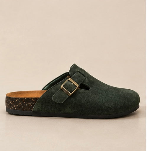Buckled Suede Clogs