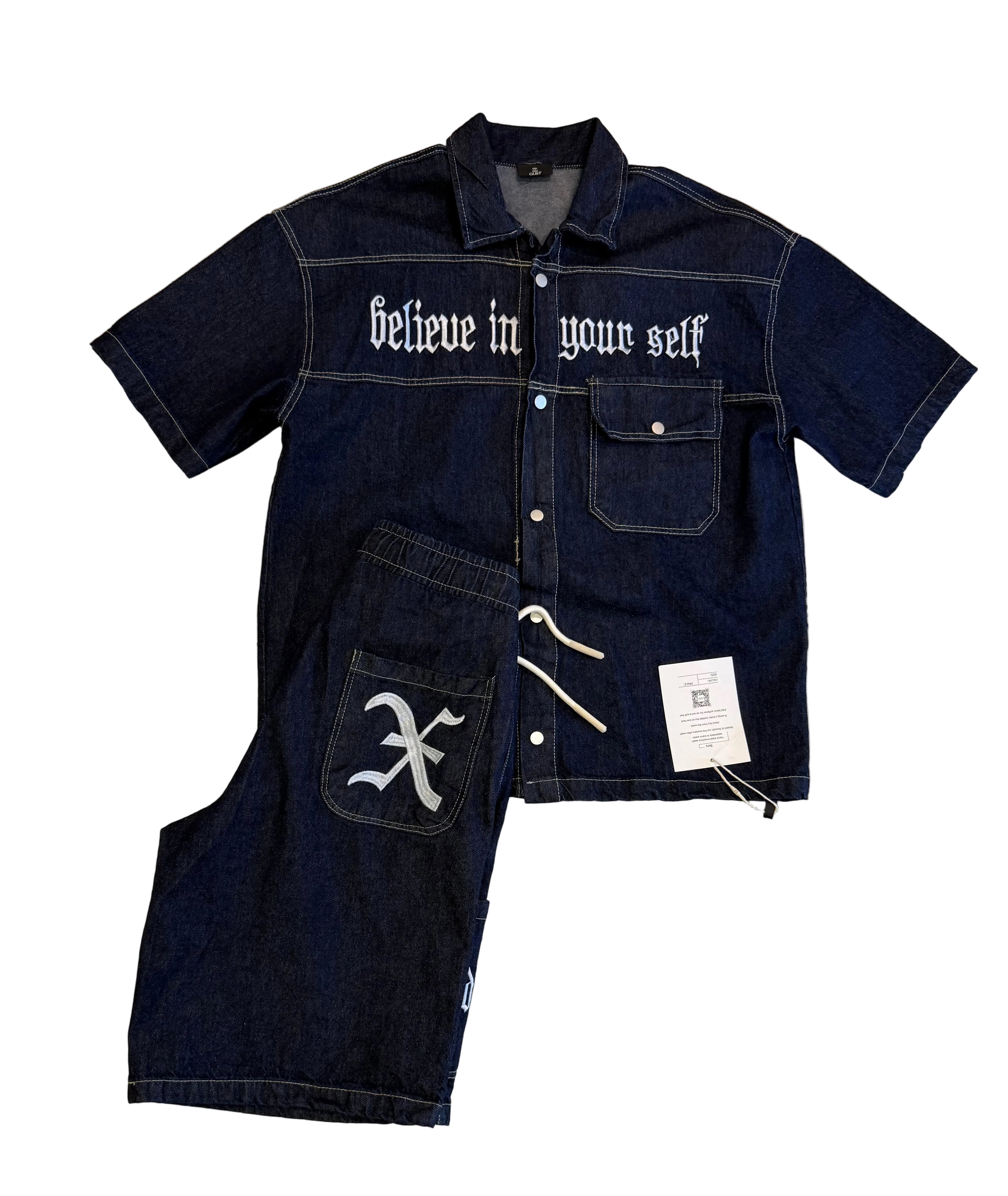 Row denim set oversized