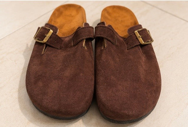 Buckled Suede Clogs