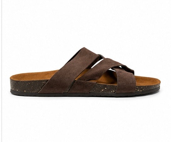 Cross Strap Suede Sandals