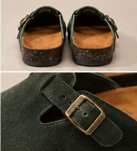Buckled Suede Clogs