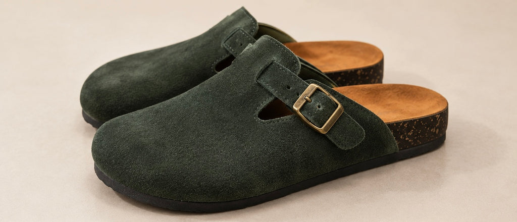 Buckled Suede Clogs