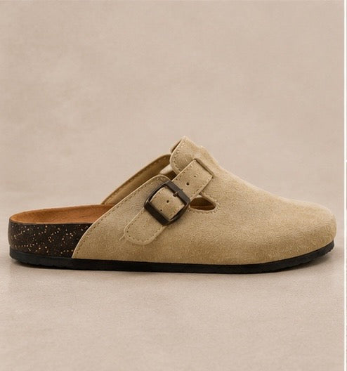Buckled Suede Clogs
