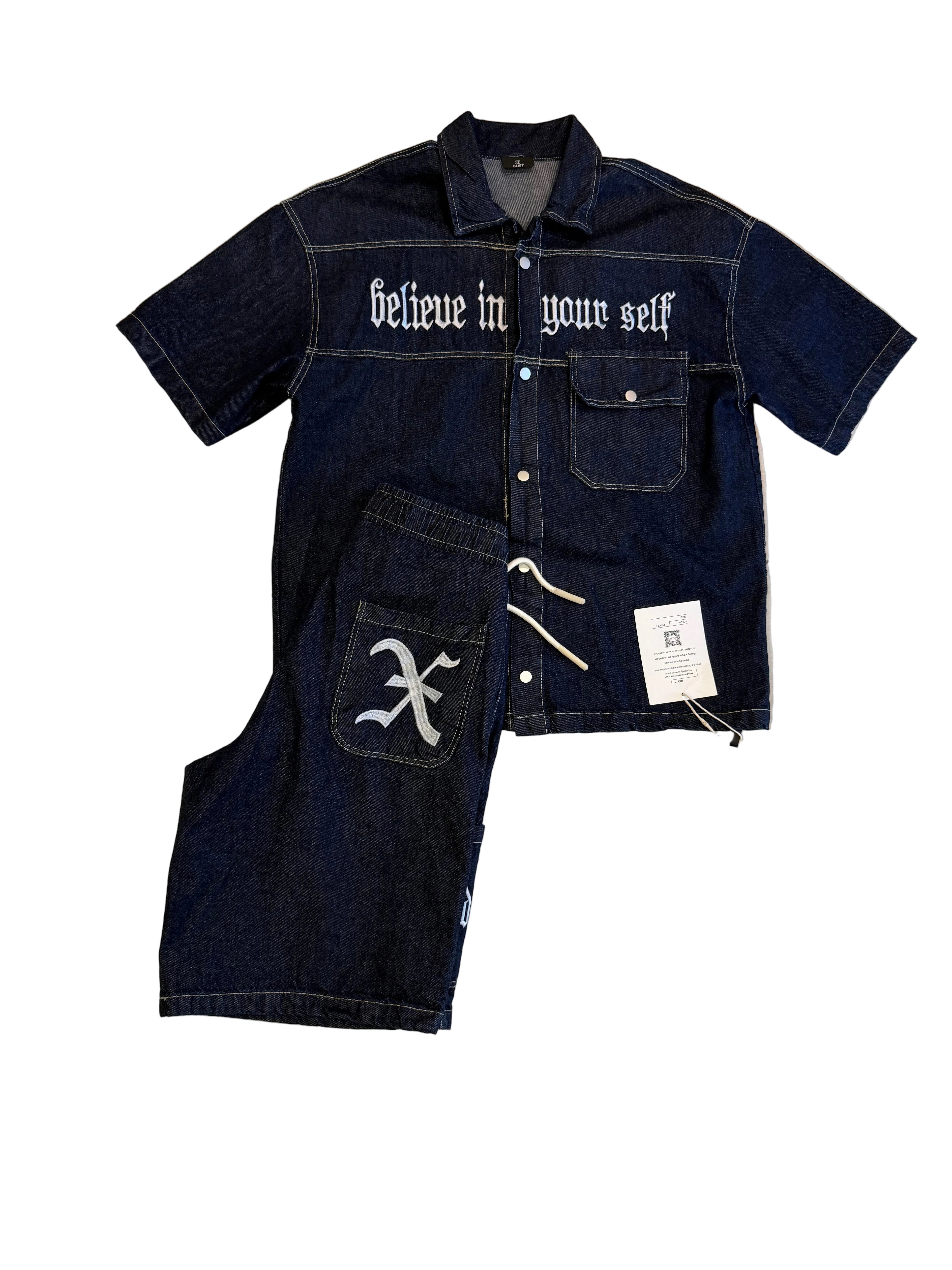 Row denim set oversized