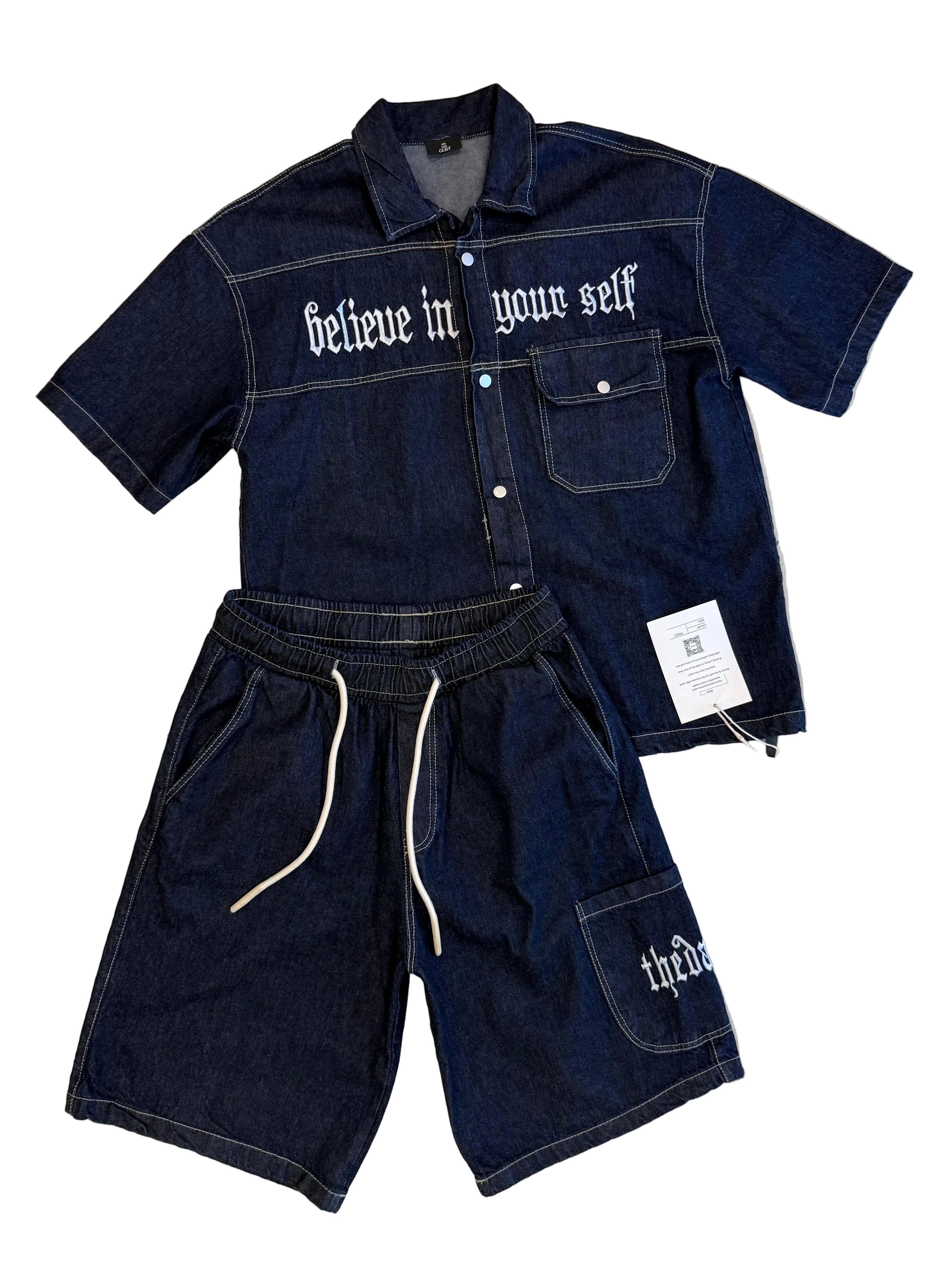Row denim set oversized