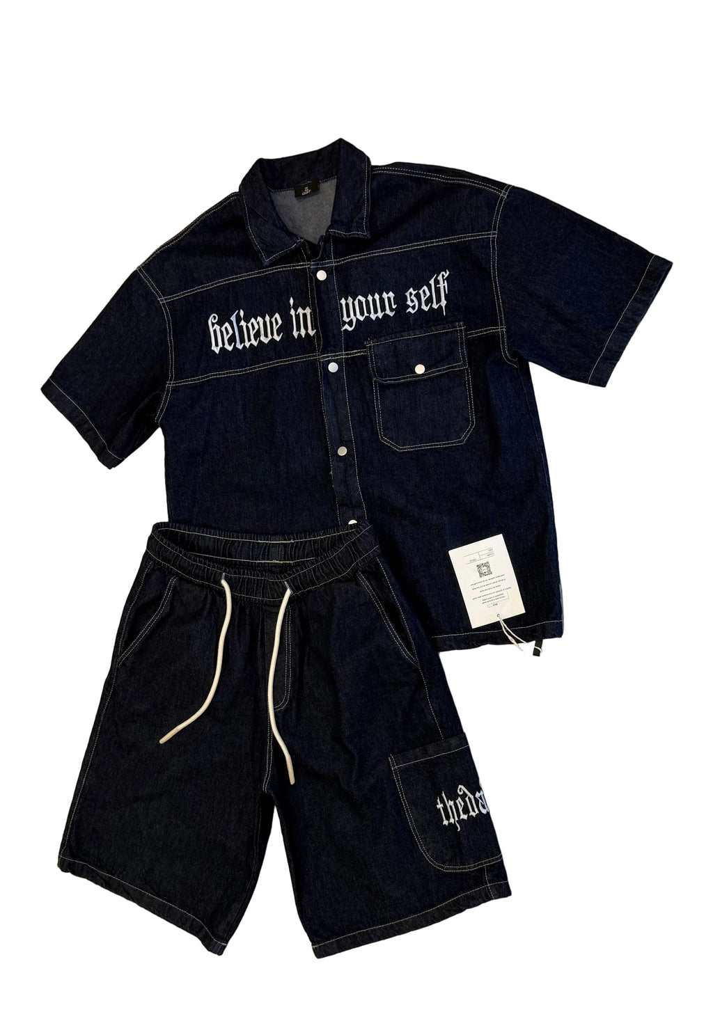 Row denim set oversized