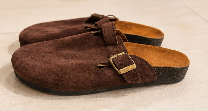 Buckled Suede Clogs