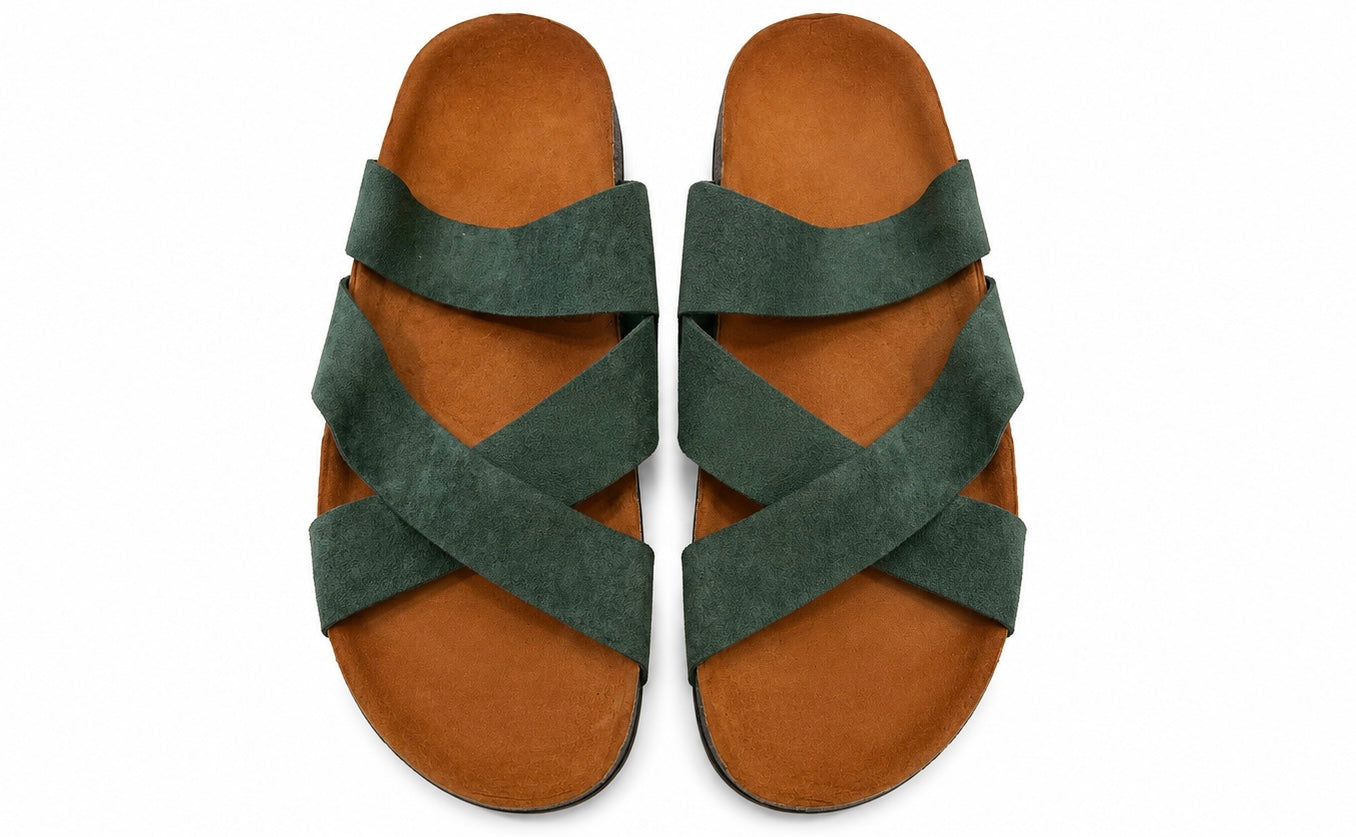 Cross Strap Suede Sandals