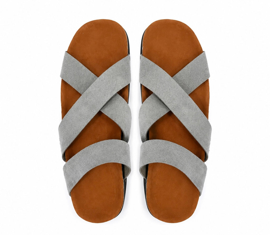 Cross Strap Suede Sandals