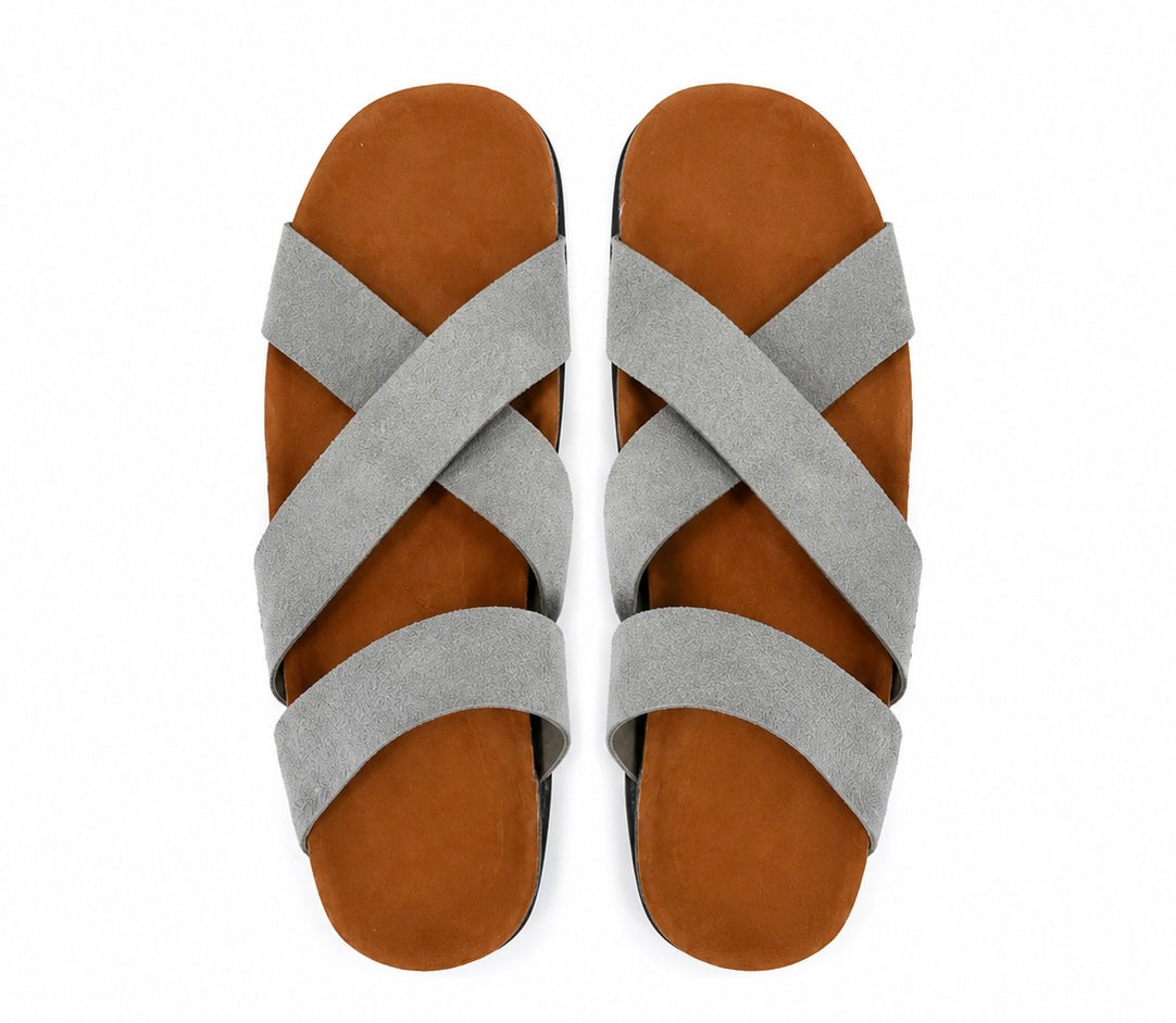 Cross Strap Suede Sandals