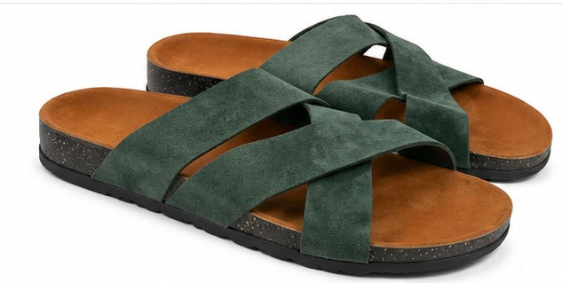 Cross Strap Suede Sandals
