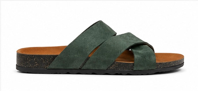 Cross Strap Suede Sandals