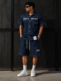 Row denim set oversized