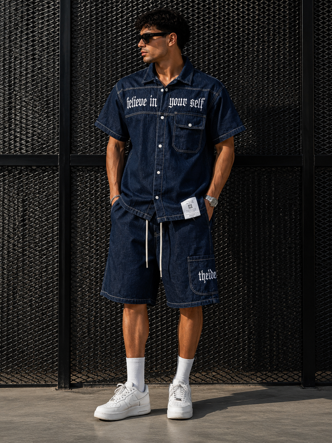 Row denim set oversized