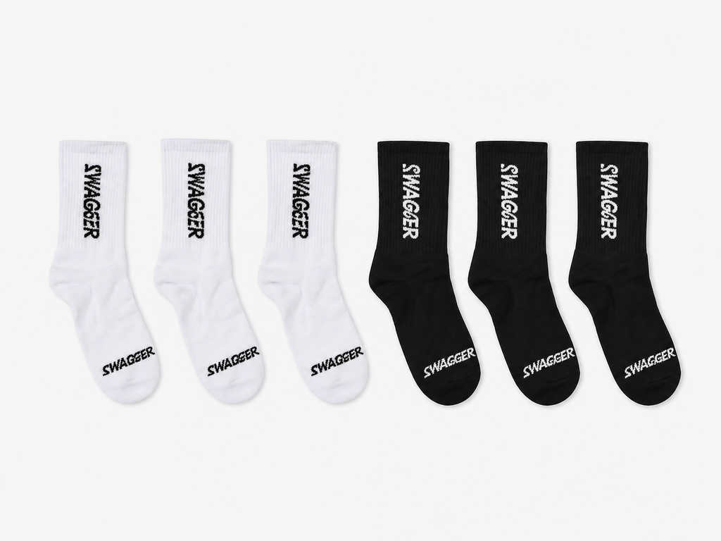 Swagger Premium Cotton Socks (Black & White Set)